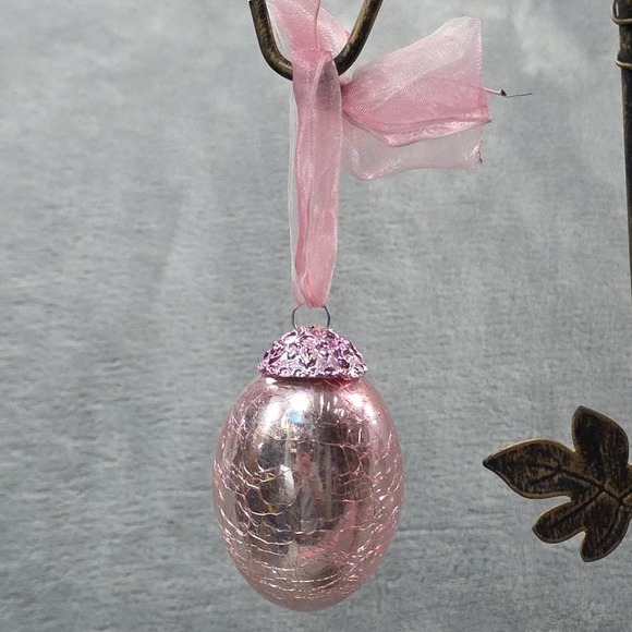 Other - Vintage‎ Easter Egg Crackle Iridescent Glass Kugel Style - 4